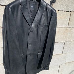 Hugo Boss black leather mens blazer